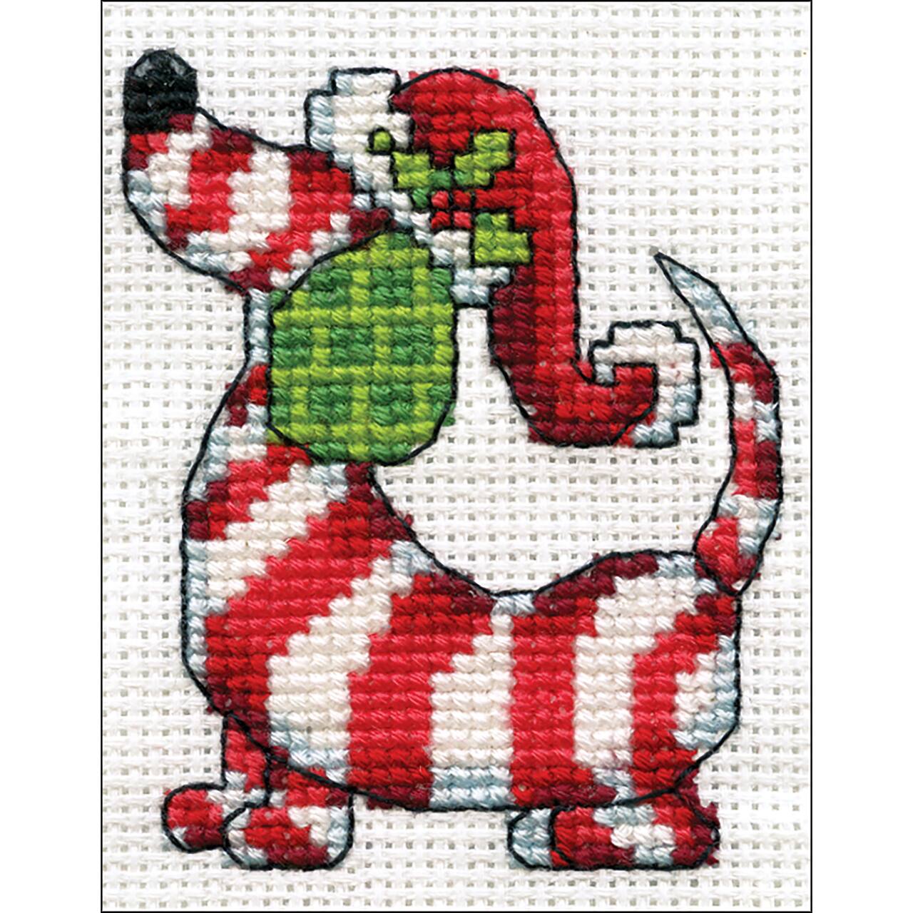 Design Works Candy Cane Dog Counted Cross Stitch Kit
